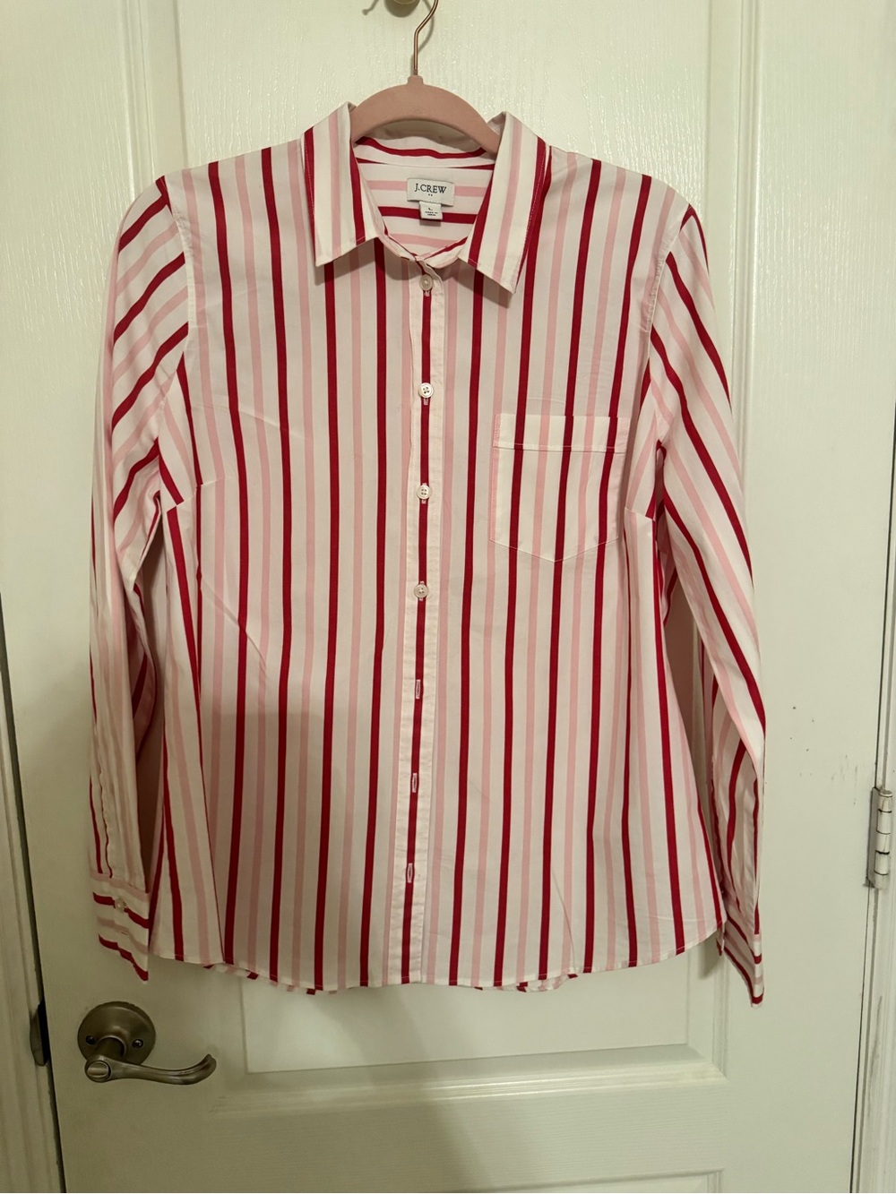 J. Crew Womens Red & White Stripe Button-Up Shirt